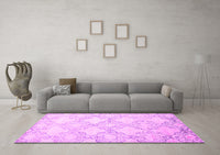 Machine Washable Abstract Pink Contemporary Rug, wshcon1470pnk