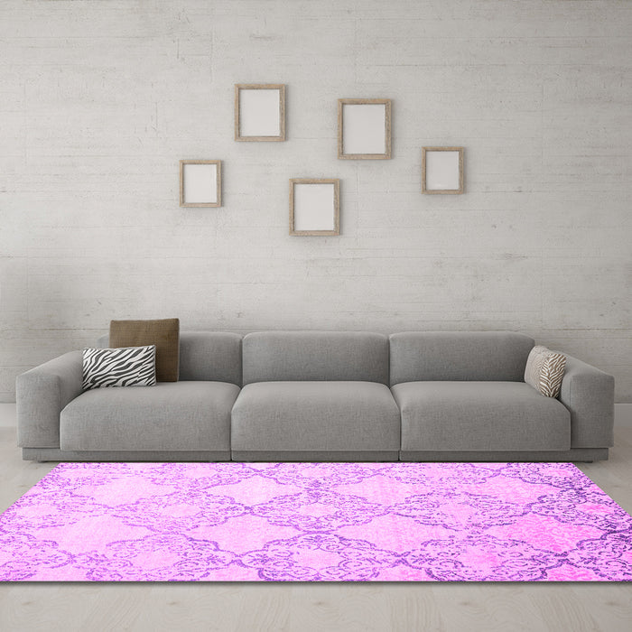 Machine Washable Abstract Pink Contemporary Rug in a Living Room, wshcon1470pnk