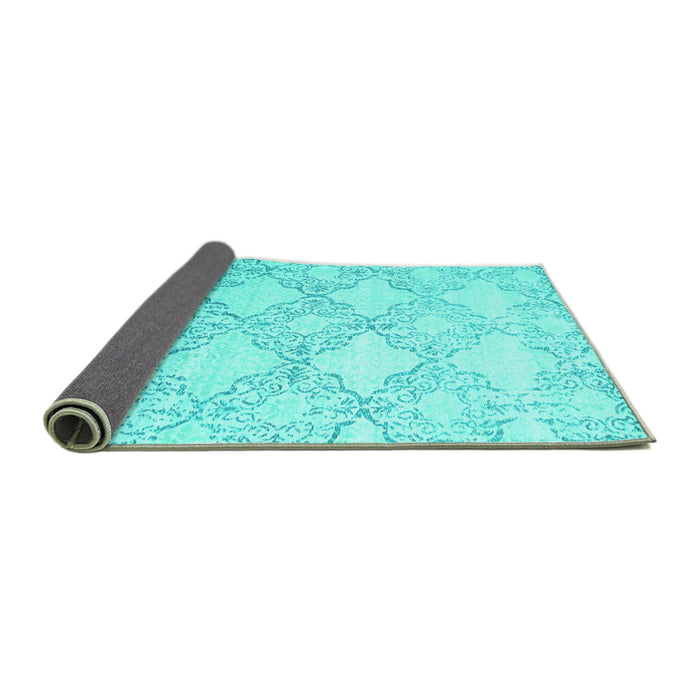 Sideview of Abstract Turquoise Contemporary Rug, con1470turq