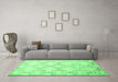 Machine Washable Abstract Emerald Green Contemporary Area Rugs in a Living Room,, wshcon1470emgrn