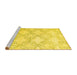 Sideview of Machine Washable Abstract Yellow Contemporary Rug, wshcon1470yw