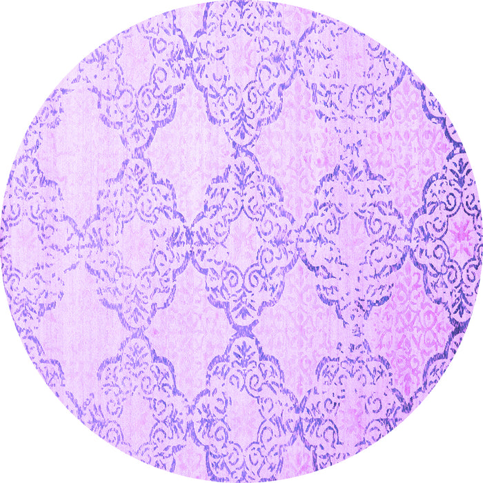 Round Abstract Purple Contemporary Rug, con1470pur