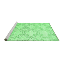Sideview of Machine Washable Abstract Emerald Green Contemporary Area Rugs, wshcon1470emgrn