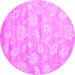 Round Abstract Pink Contemporary Rug, con1471pnk