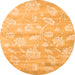 Square Abstract Orange Contemporary Rug, con1471org