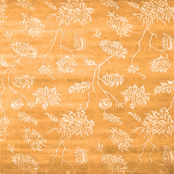 Round Machine Washable Abstract Orange Contemporary Area Rugs, wshcon1471org