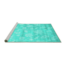 Sideview of Machine Washable Abstract Turquoise Contemporary Area Rugs, wshcon1471turq