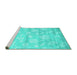 Sideview of Machine Washable Abstract Turquoise Contemporary Area Rugs, wshcon1471turq