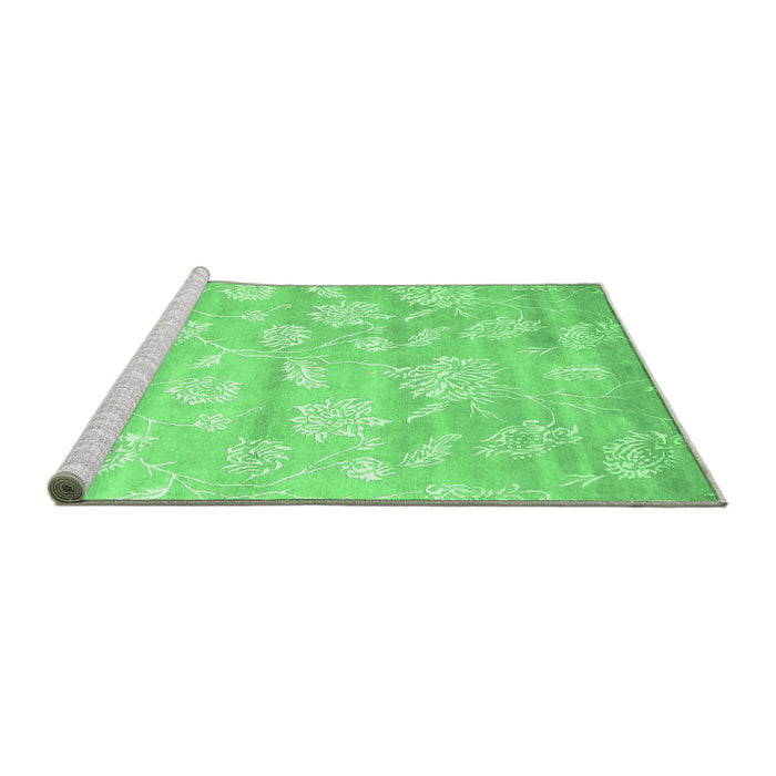 Sideview of Machine Washable Abstract Emerald Green Contemporary Area Rugs, wshcon1471emgrn