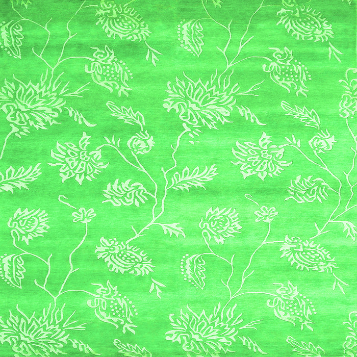 Round Machine Washable Abstract Green Contemporary Area Rugs, wshcon1471grn