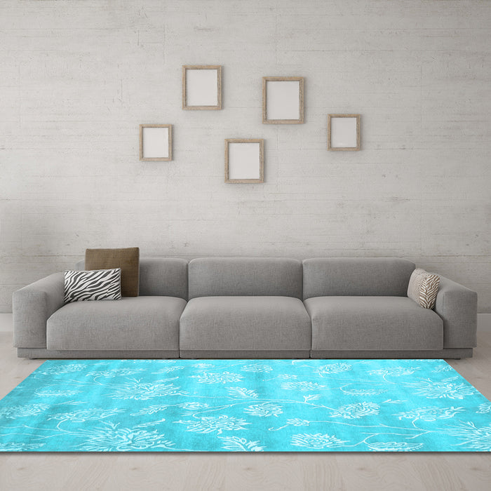 Machine Washable Abstract Light Blue Contemporary Rug in a Living Room, wshcon1471lblu