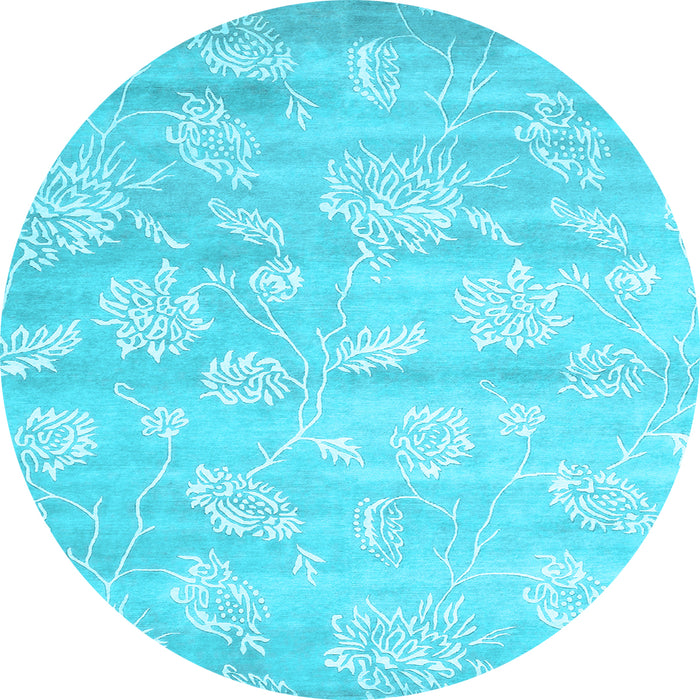 Round Machine Washable Abstract Light Blue Contemporary Rug, wshcon1471lblu