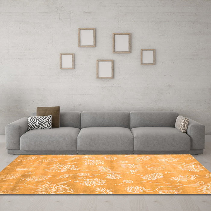 Machine Washable Abstract Orange Contemporary Area Rugs in a Living Room, wshcon1471org