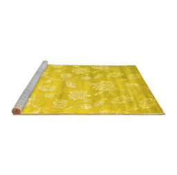 Sideview of Machine Washable Abstract Yellow Contemporary Rug, wshcon1471yw