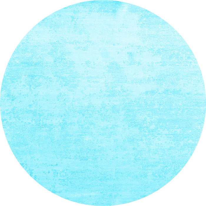 Round Machine Washable Solid Light Blue Modern Rug, wshcon1472lblu