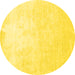 Round Machine Washable Solid Yellow Modern Rug, wshcon1472yw