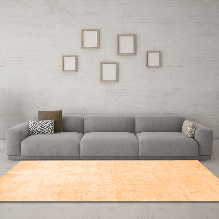 Machine Washable Solid Orange Modern Area Rugs in a Living Room, wshcon1472org