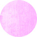 Round Machine Washable Solid Pink Modern Rug, wshcon1472pnk