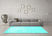 Machine Washable Solid Turquoise Modern Area Rugs in a Living Room,, wshcon1472turq