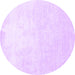 Round Solid Purple Modern Rug, con1472pur