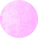 Round Solid Pink Modern Rug, con1472pnk