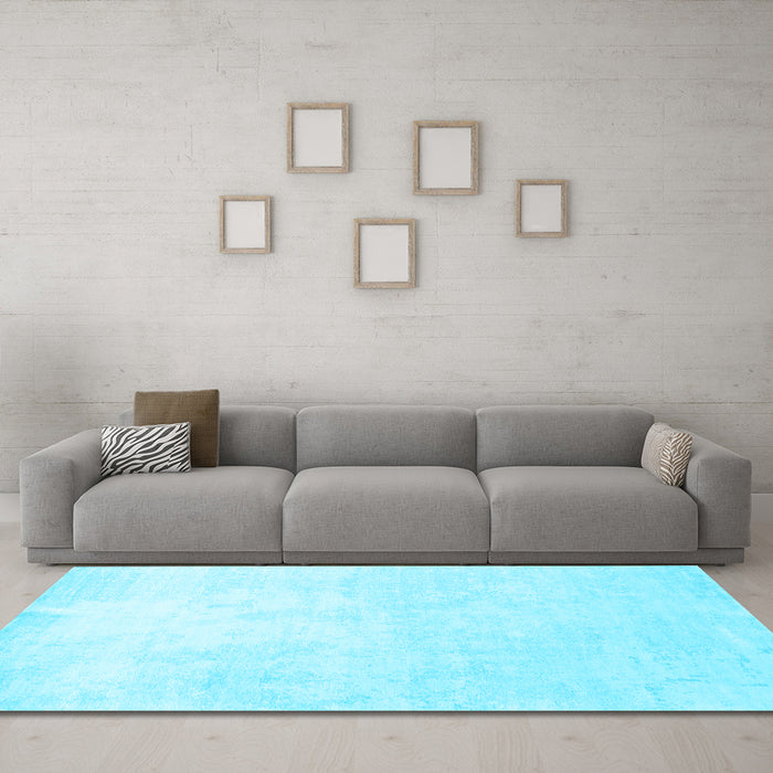 Machine Washable Solid Light Blue Modern Rug in a Living Room, wshcon1472lblu