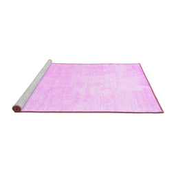 Sideview of Machine Washable Solid Pink Modern Rug, wshcon1472pnk