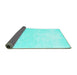 Sideview of Solid Turquoise Modern Rug, con1472turq