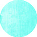 Round Solid Turquoise Modern Rug, con1472turq