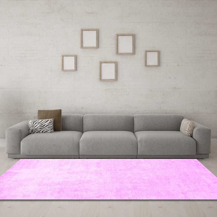 Machine Washable Solid Pink Modern Rug in a Living Room, wshcon1472pnk