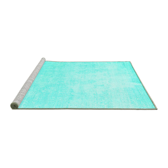 Sideview of Machine Washable Solid Turquoise Modern Area Rugs, wshcon1472turq