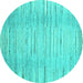 Round Abstract Turquoise Contemporary Rug, con1473turq