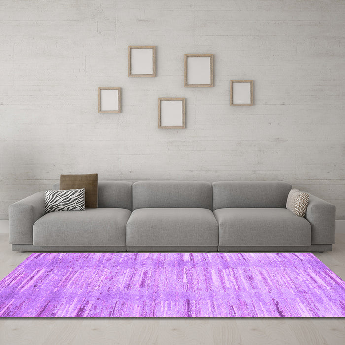 Machine Washable Abstract Purple Contemporary Area Rugs in a Living Room, wshcon1473pur