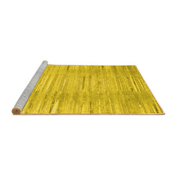 Sideview of Machine Washable Abstract Yellow Contemporary Rug, wshcon1473yw