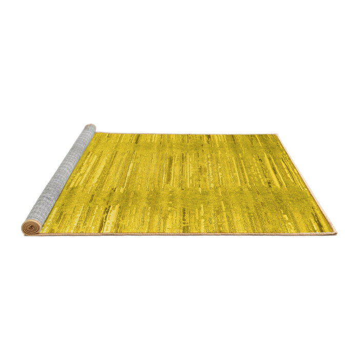 Sideview of Machine Washable Abstract Yellow Contemporary Rug, wshcon1473yw