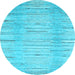 Round Machine Washable Abstract Light Blue Contemporary Rug, wshcon1473lblu