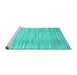 Sideview of Machine Washable Abstract Turquoise Contemporary Area Rugs, wshcon1473turq