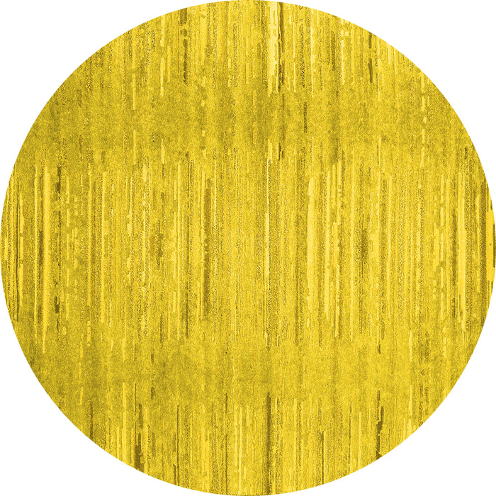 Round Abstract Yellow Contemporary Rug, con1473yw