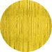 Round Abstract Yellow Contemporary Rug, con1473yw