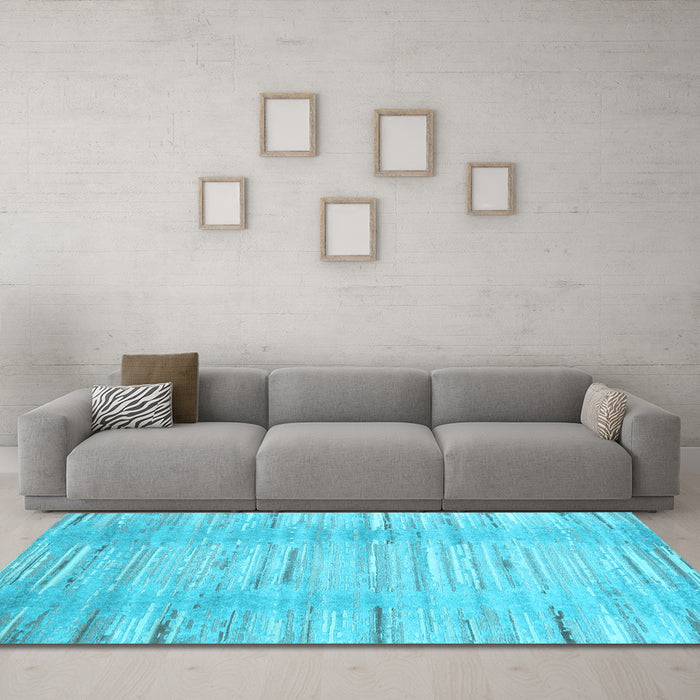 Machine Washable Abstract Light Blue Contemporary Rug in a Living Room, wshcon1473lblu