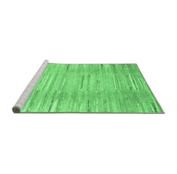 Sideview of Machine Washable Abstract Emerald Green Contemporary Area Rugs, wshcon1473emgrn
