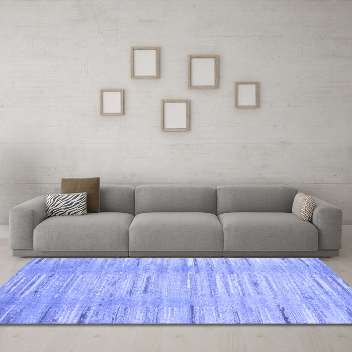 Machine Washable Abstract Blue Contemporary Rug in a Living Room, wshcon1473blu