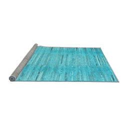 Sideview of Machine Washable Abstract Light Blue Contemporary Rug, wshcon1473lblu