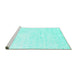 Sideview of Machine Washable Solid Turquoise Modern Area Rugs, wshcon1474turq