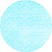 Round Machine Washable Solid Light Blue Modern Rug, wshcon1474lblu