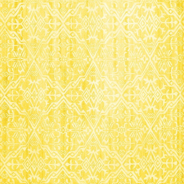 Square Machine Washable Solid Yellow Modern Rug, wshcon1474yw