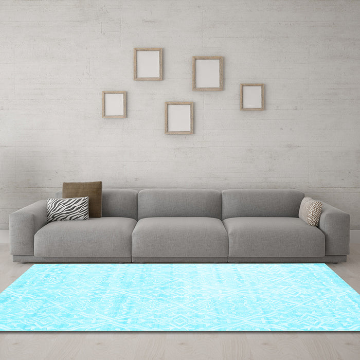 Machine Washable Solid Light Blue Modern Rug in a Living Room, wshcon1474lblu