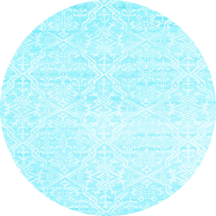 Round Solid Light Blue Modern Rug, con1474lblu