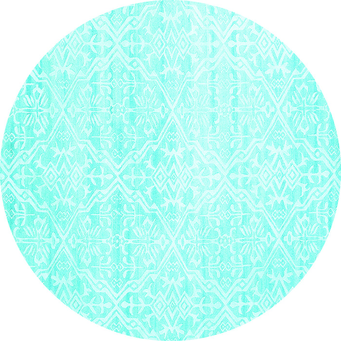 Round Solid Turquoise Modern Rug, con1474turq