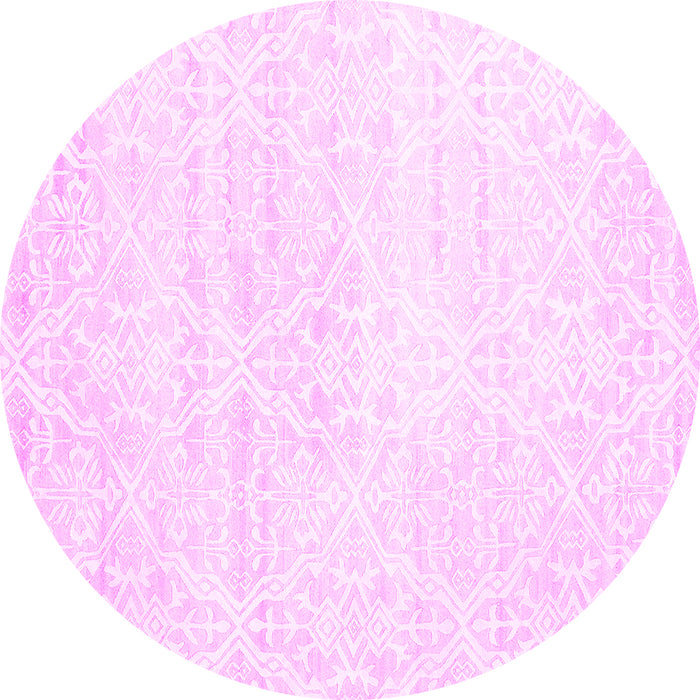 Round Machine Washable Solid Pink Modern Rug, wshcon1474pnk